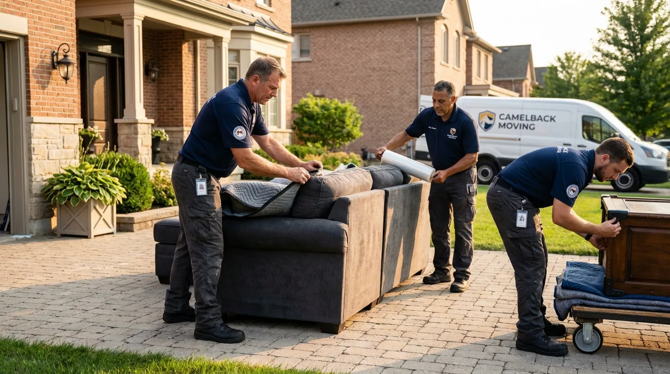 Large estate moving crew wrapping furniture in Seneca, KS